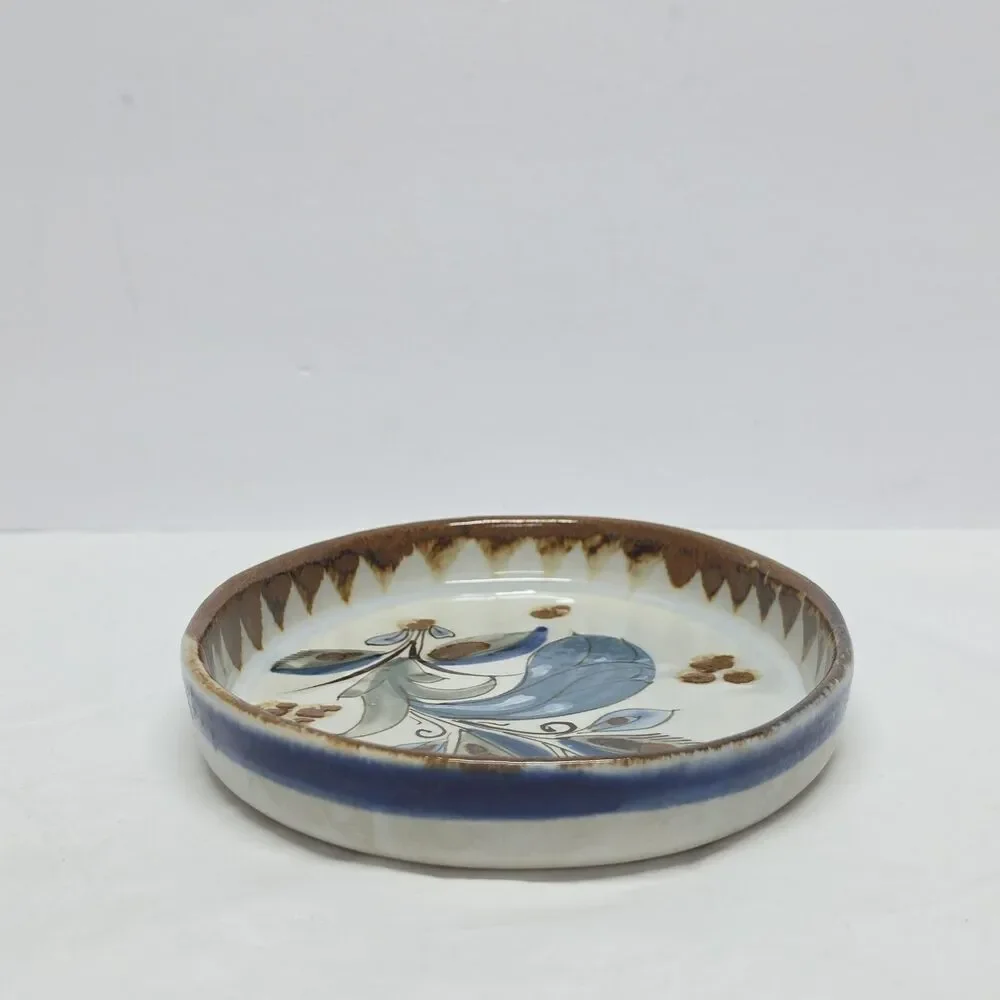 Vintage Ken Edwards Mexican Pottery Oval Serving Dish Tray Floral 7.5 Inches